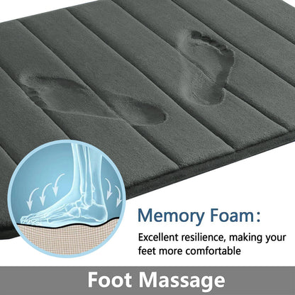 Super Absorbent Memory Foam Bath Mat - Non-Slip Bathroom Rug, Bathtub Side Floor Rug, Shower Room Doormat