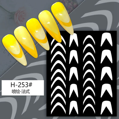 Hollow Nail Art Stickers – Spray-Painted Love & Butterfly French Pattern Decorative Decals for Nails