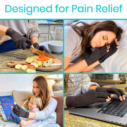 Arthritis Compression Gloves - Relief for Rheumatoid, RSI, Carpal Tunnel, Fingerless Gloves for Typing & Daily Work