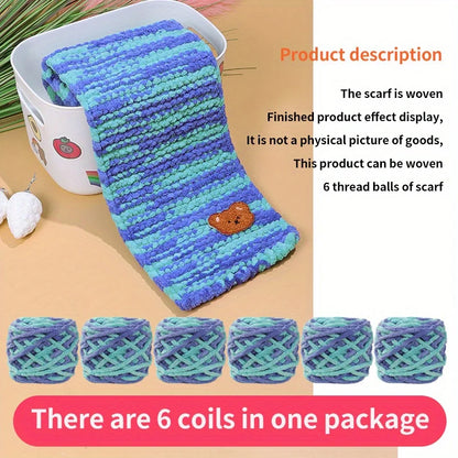 6 Yarn Balls + Teddy Bear DIY Craft Kit – Handmade Thick Woven Scarf Thread Set for Knitting, Jewelry & Creative Gift Making