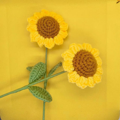 Finished Crochet Sunflower Bouquet – Handmade Artificial Flowers, 2024 Mother's Day Gift, Home & Room Decor
