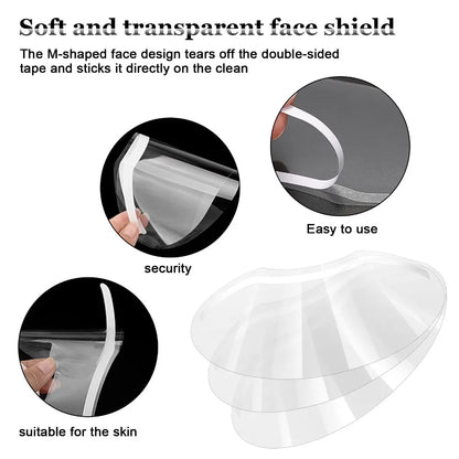 25/50pcs Disposable M-Shaped Clear Face Shields – Makeup, Shower, Barber Masks for Salon Use