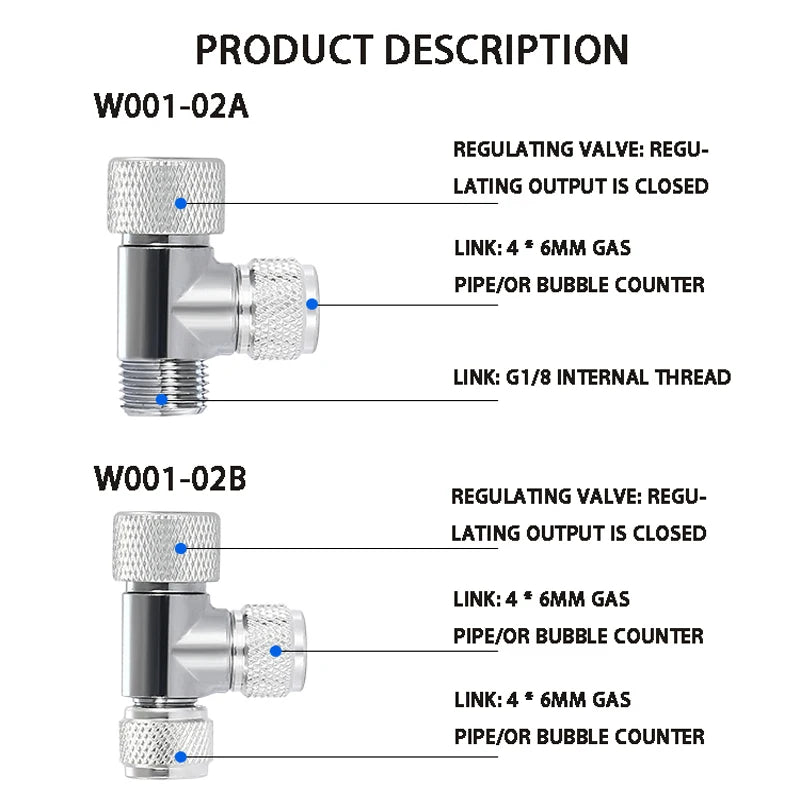 ZRDR Aquarium CO2 Bubble Counter – CO2 Generator Regulator with Single/Double Head Fine-Tuning Valve