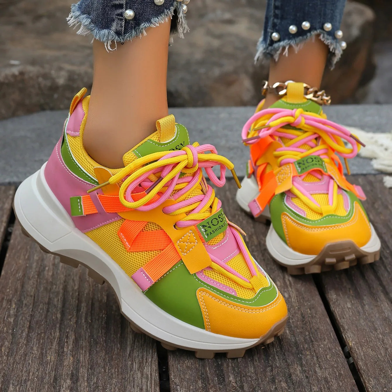 New Women’s Mesh Sneakers - Breathable Platform Lace-Up Casual Outdoor Low Top Shoes, Zapatos De Mujer