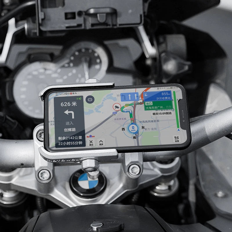 Aluminum Alloy Motorcycle Handlebar Phone Holder - Universal Rearview Mirror Bike Bicycle Mount for Cell Phones, Soporte Celular Moto