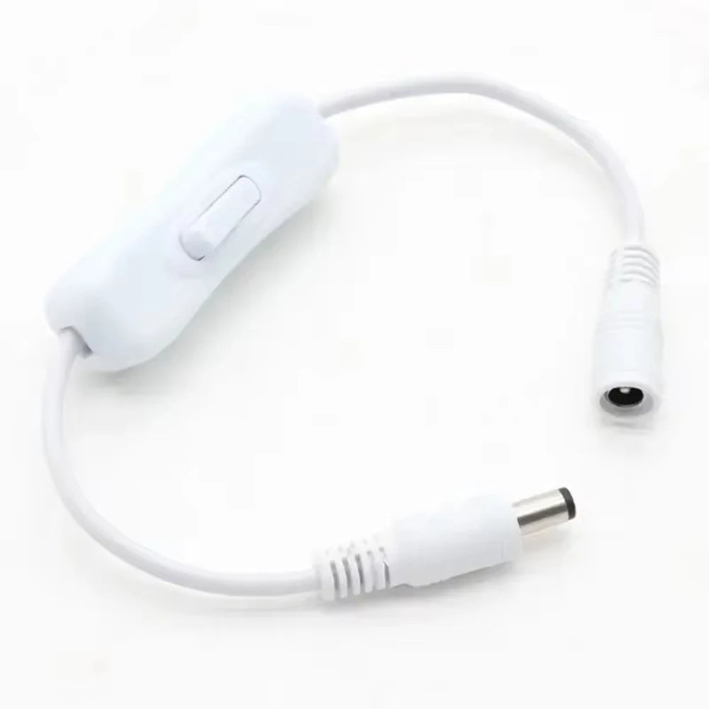 5.5×2.1mm DC Inline Power Switch Cable - Male-Female On/Off Switch for 5V 12V 24V CCTV and LED Strip Lights