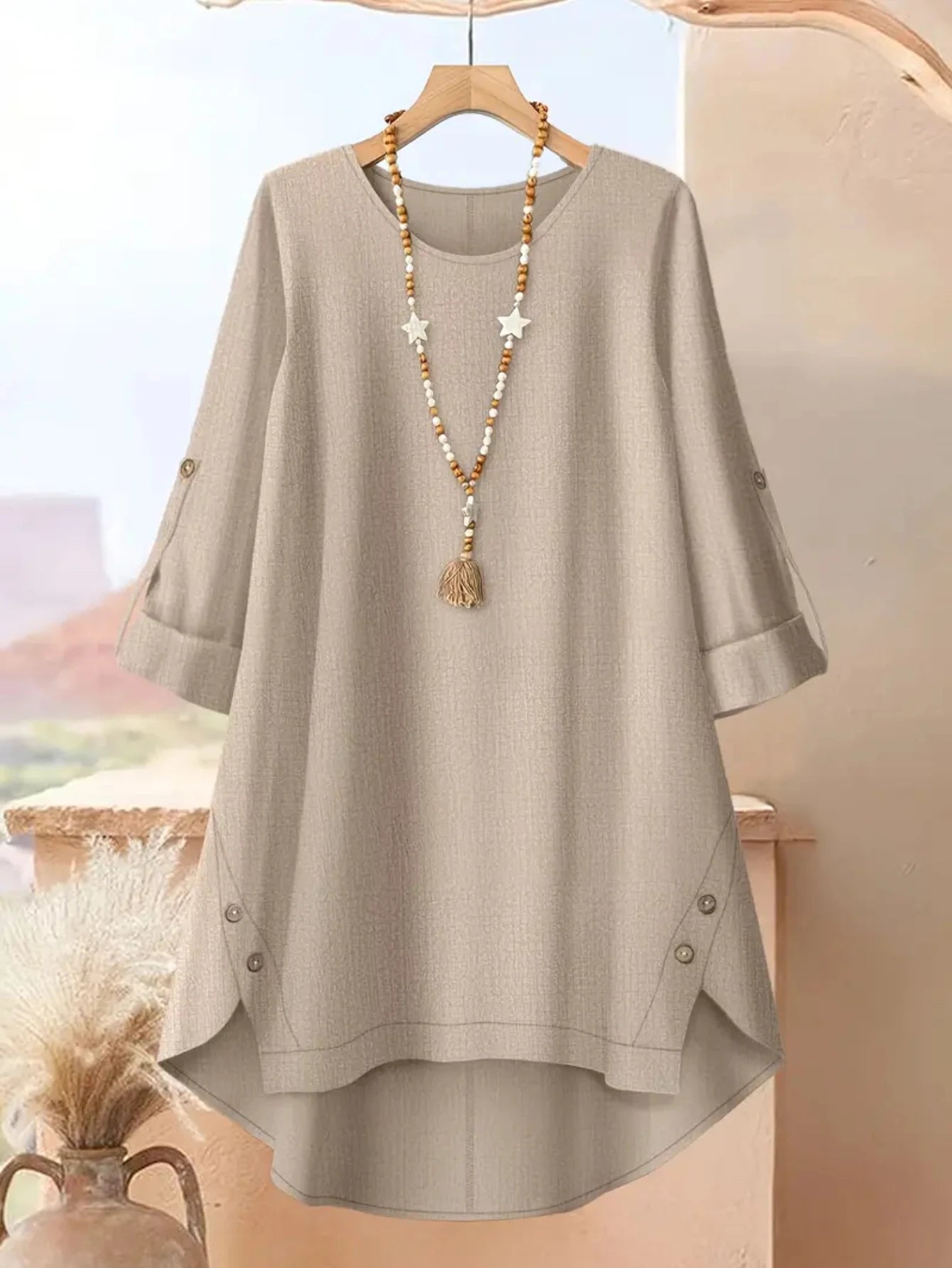 Women's Long Sleeve Top & Floral Wide-Leg Pants Set - Casual Resort Vacation & Everyday Outfit
