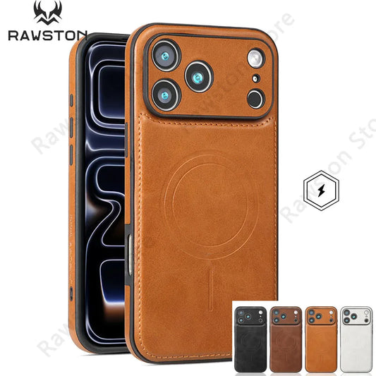 Luxury Magnetic Leather Case - Shockproof MagSafe Compatible Cover for iPhone 12, 13, 14, 15, 16 & 17 Series