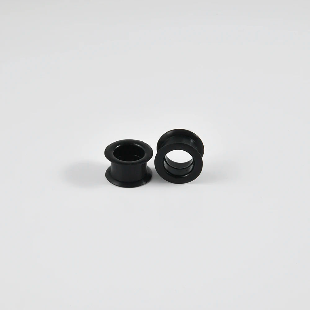 Pair of Supersize Black Silicone Double Flared Ear Tunnel Plugs — Flesh Gauge Expander Stretchers for Piercing