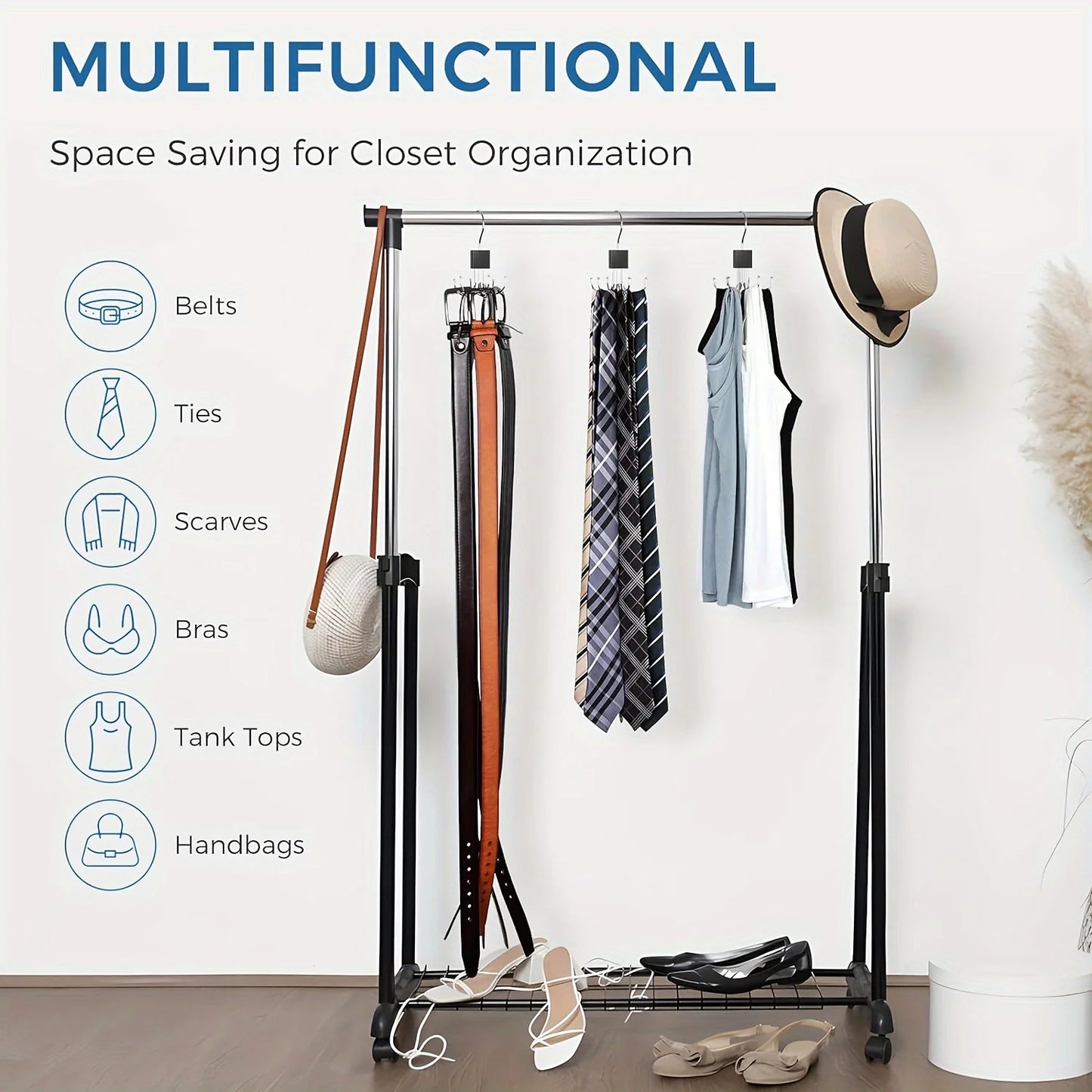 1/2 Piece Multifunctional Metal Hook – Multi-Claw Bag & Tie Storage for Scarves, Belts, and Home Organization
