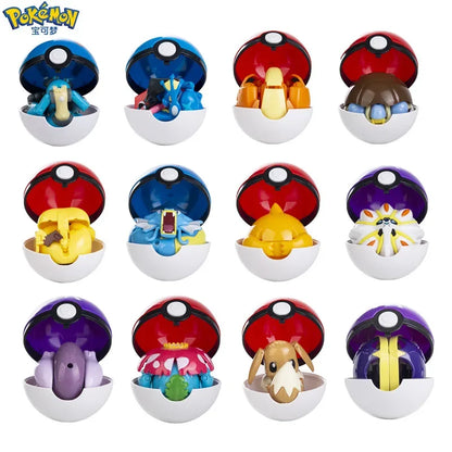 New Pokémon Action Figures – Pikachu, Charizard & Greninja Pocket Monster Poké Ball Deformation Toys for Kids Birthday Gifts