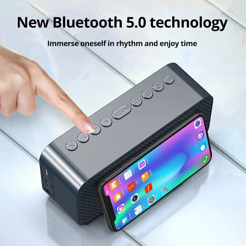 LED Digital Alarm Clock with Bluetooth Speaker - Mirror Screen, Temperature Display, FM Radio, Ideal for Bedroom and Office Decor