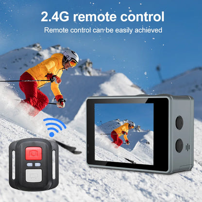 5K Action Camera – 4K 60FPS Dual IPS Touchscreen, WiFi, 170° Wide-Angle, 30M Waterproof, 5X Zoom, Anti-Shake, Remote Control