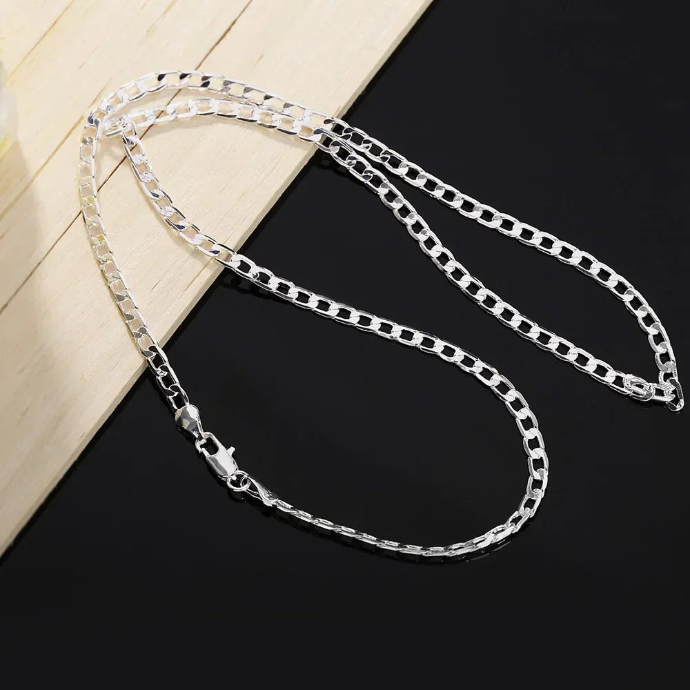 Men’s 925 Sterling Silver Necklace — 2/4/6/8/10/12MM, 40–75cm Chain with Lobster Clasp, Engagement Jewelry for Men, Boys & Women