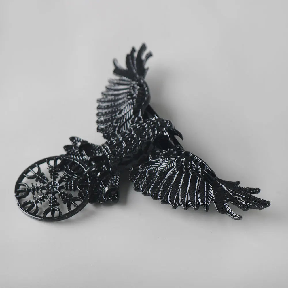 Gothic Crow Hair Clip - Vintage Raven Barrette for Women, Witch Viking Halloween Cosplay Accessory