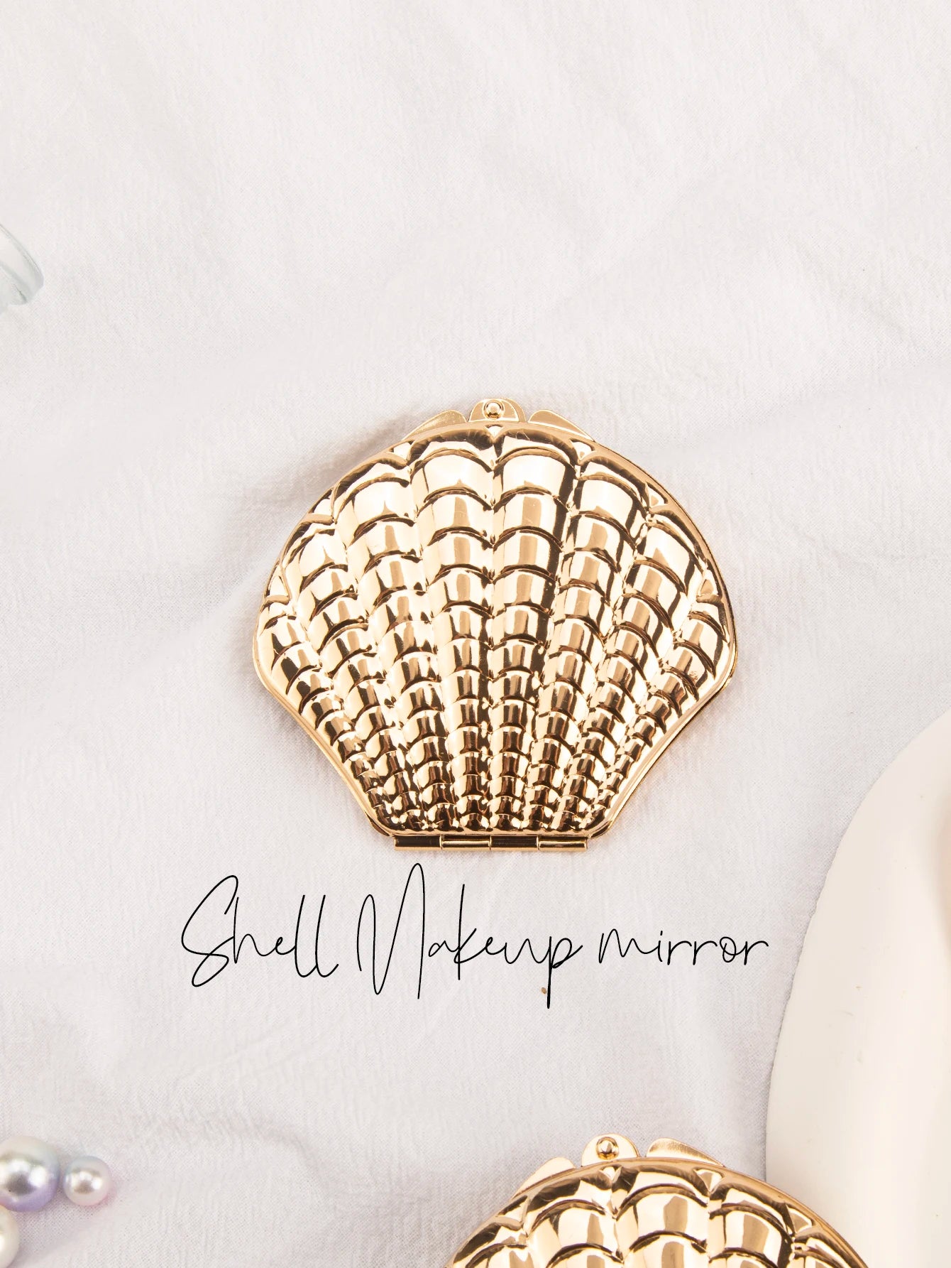 Golden Shell Double-Sided Makeup Mirror - Portable Elegant Beauty Mirror Gift for Girlfriend, Mom, Wife & Sister