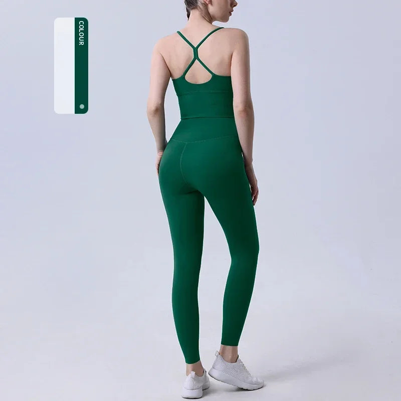 2-Piece Women’s Yoga Tracksuit – Athletic Pilates Fitness Set with Sports Bra & Leggings for Gym Workout