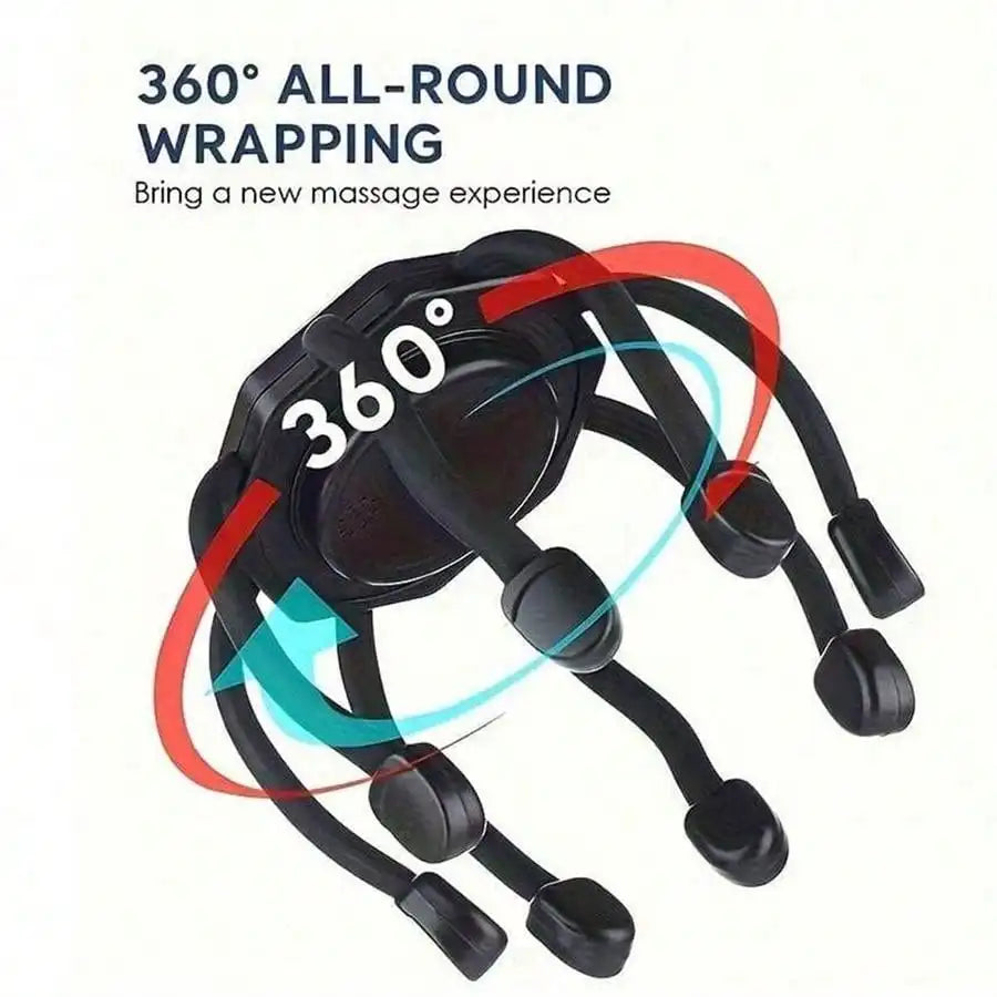 Cordless Electric Scalp Massager – 360° Head Massager with 8 Finger Tips for Deep Relaxation & Stress Relief, Holiday Gift