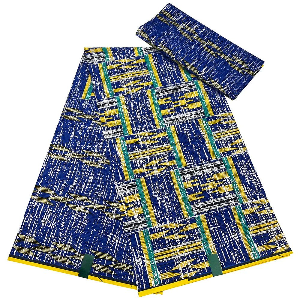Kente Golden Wax Cotton Fabric - African Dutch Nigerian Ankara Batik Party Dress Fabric 2+4 Yards