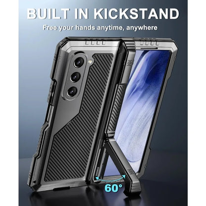 Heavy Duty Metal Shockproof Case for Samsung Galaxy Z Fold 6/5/4 – Anti-Fall Silicone Bumper Cover with PET Screen Protector