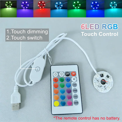 5V USB RGB LED Light Board - Dimmable Touch Control Gradient Light with Remote for DIY Model Displays