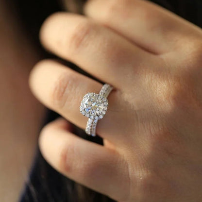 Elegant Round/Square CZ Rings for Women – Silver Color Engagement, Wedding & Party Fashion Jewelry