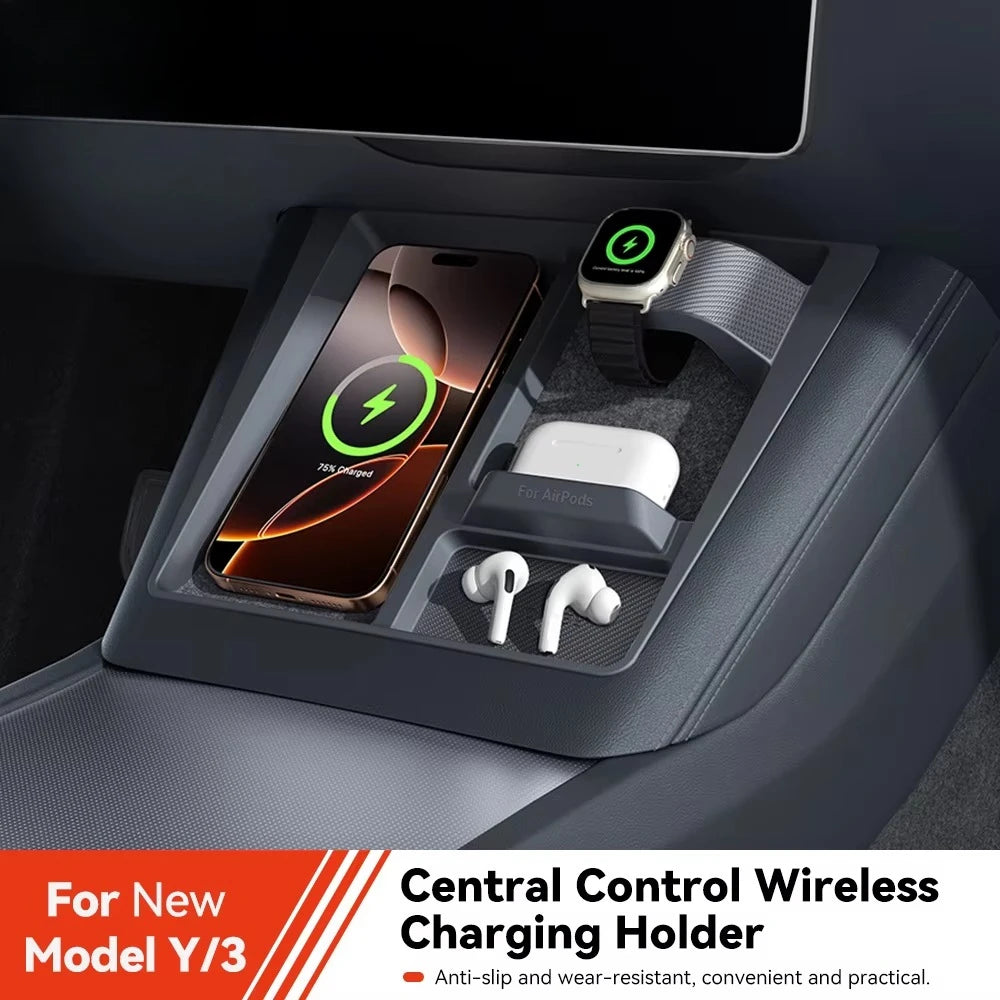 Wireless Charging Protective Frame for Tesla Model 3/Y Highland - Non-Slip Limiter for Phones, Headphones, and Watches