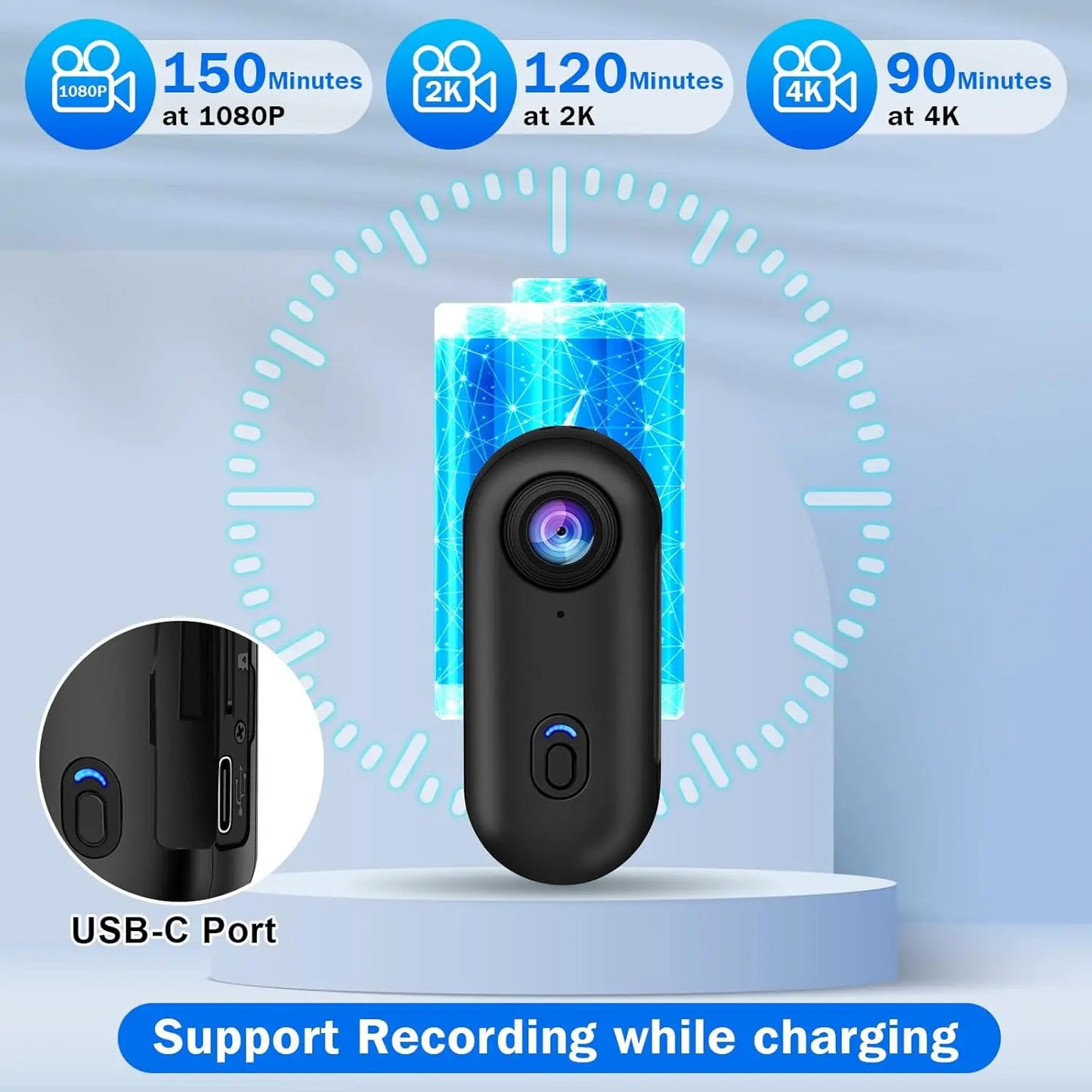 4K Bodycam Action Camera — Mini Full HD Sports Bike & Motorcycle Helmet/Handlebar Camera with WiFi and Long-Lasting Battery