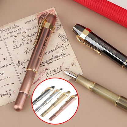 Antique Brass Pocket Rollerball Pen - Short Portable Smooth Writing Pen for Office, School & Gifts