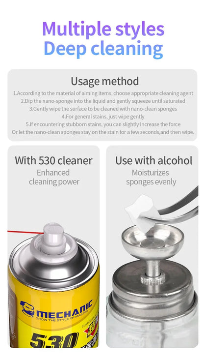 Mechanic NC800 Nano Sponge Cleaner – No Residue Phone Screen, PCB, Motherboard, Back Glass, Camera Solder Flux & Oil Frame Cleaning Tool