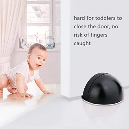 Stainless Steel Magnetic Door Stopper - Punch-Free, Magnetic Suction, Semi-Circle Rubber Anti-Collision Door Touch Stop"