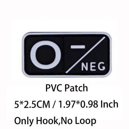 PVC Blood Type Hook Patch - A B AB O Positive Negative Military Tactical Badge for Backpack & Outdoor Gear