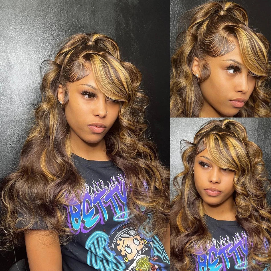 Highlight Blonde Body Wave Wig – 13x6 HD Lace Frontal, Human Hair 13x4 Lace Front Wig