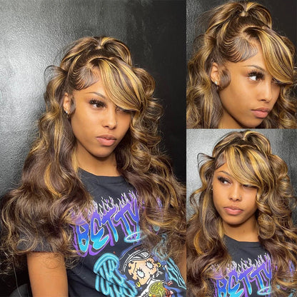 Highlight Blonde Body Wave Wig – 13x6 HD Lace Frontal, Human Hair 13x4 Lace Front Wig