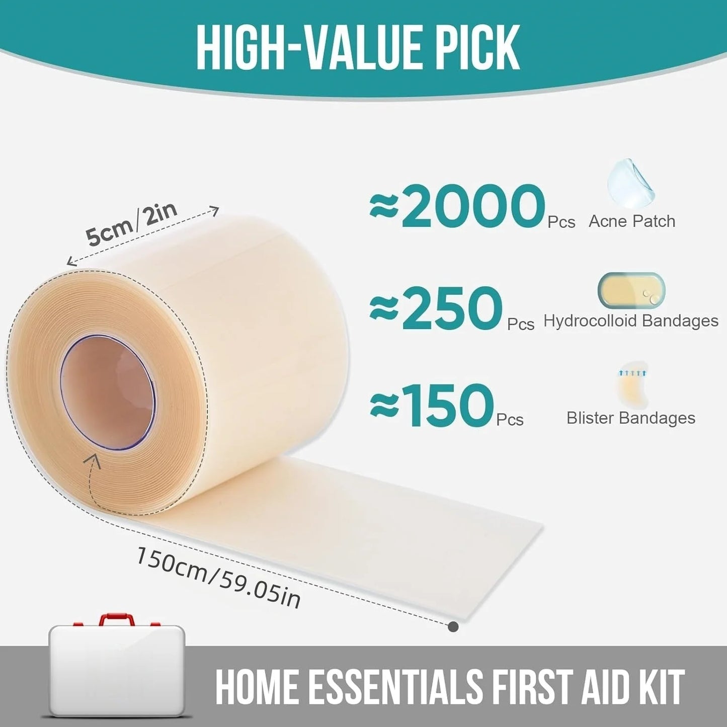 Pimple Patch Wound Dressing Roll - Cuttable Skin-Friendly Adhesive Tape for Clean Skin Protection