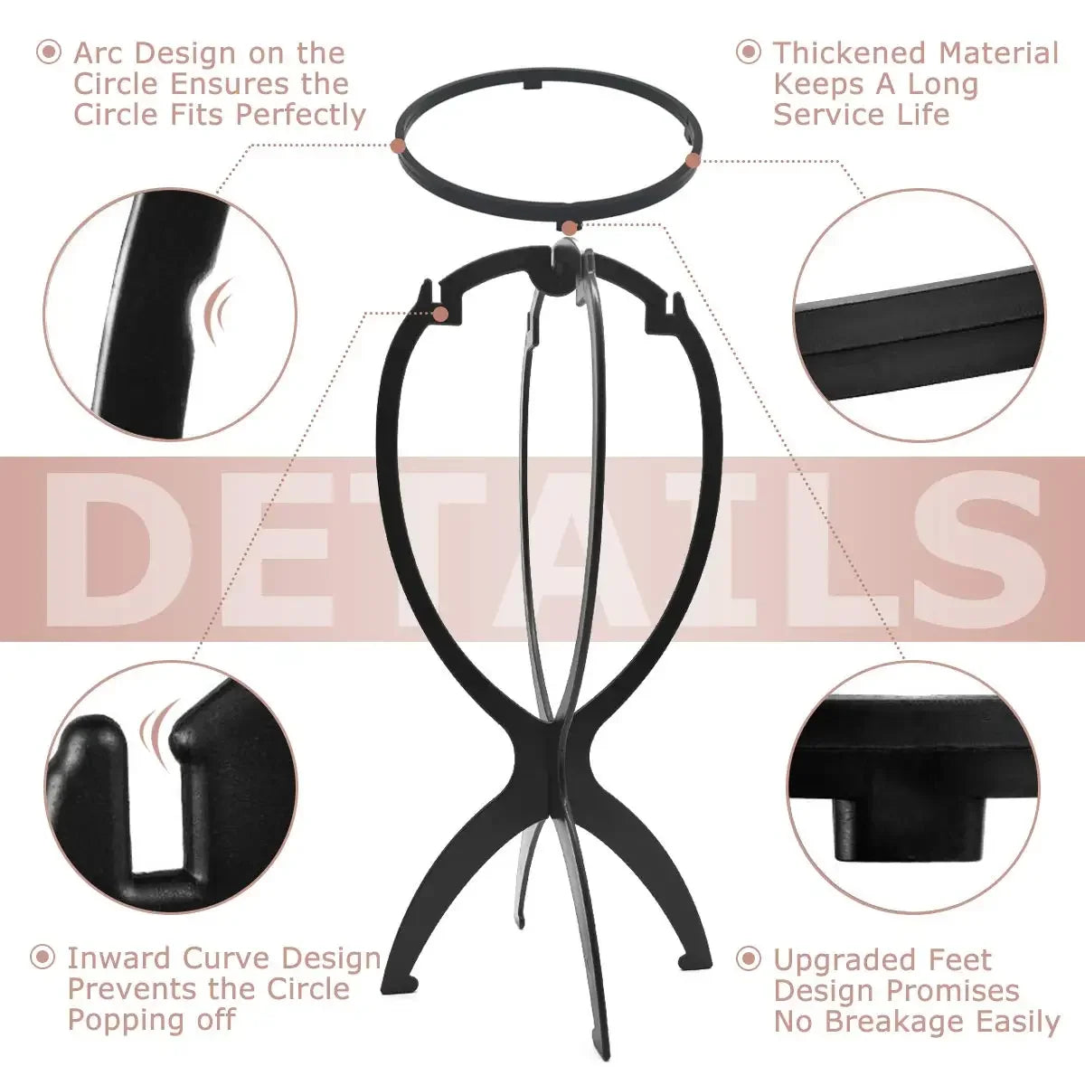 10Pcs Wig Stand Set - Portable Plastic Wig Cap Holder for Home, Salon & Travel Use
