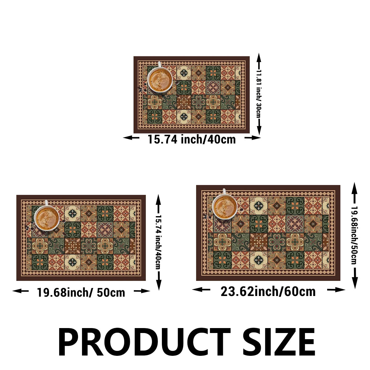 Retro Coffee Maker & Dish Drying Mat – Non-Slip, Quick-Dry Kitchen Placemat for Tableware, Washable
