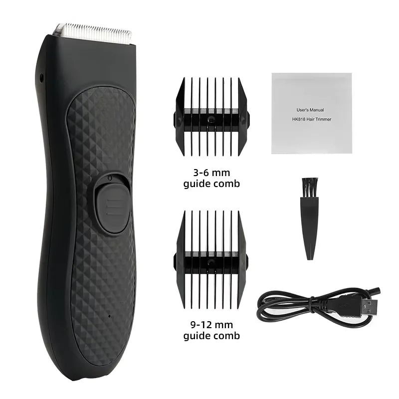 Men’s Electric Groin Hair Trimmer – Rechargeable Body Grooming Clipper for Pubic & Intimate Areas