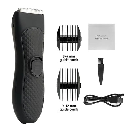 Men’s Electric Groin Hair Trimmer – Rechargeable Body Grooming Clipper for Pubic & Intimate Areas
