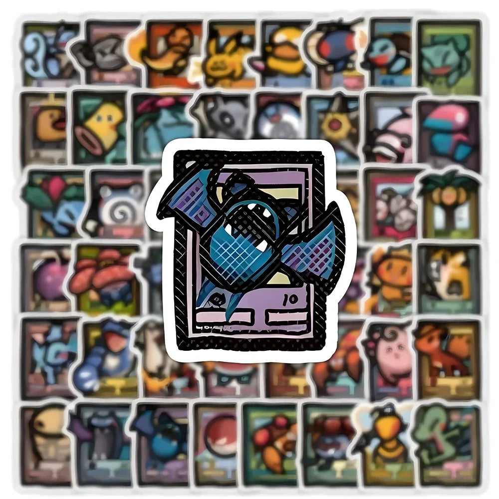 103PCS Pixel Pokemon Stickers - Pikachu Cartoon Vinyl Decals for Laptops, Phones, Suitcases and DIY Crafts