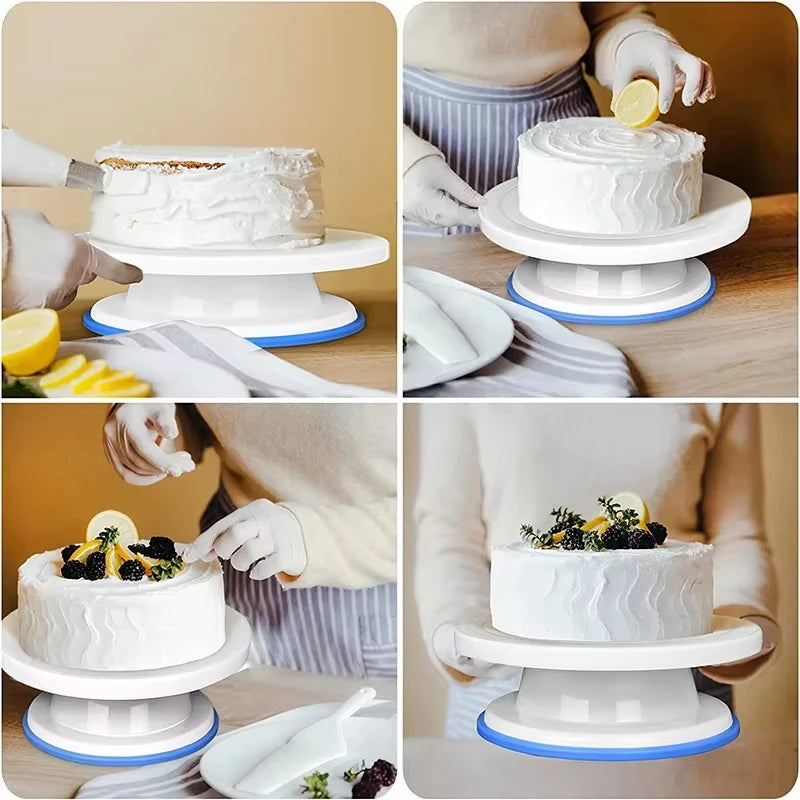Cake Decorating Tools Kit – DIY Set with Rotating Turntable, Icing Smoother & Spatula