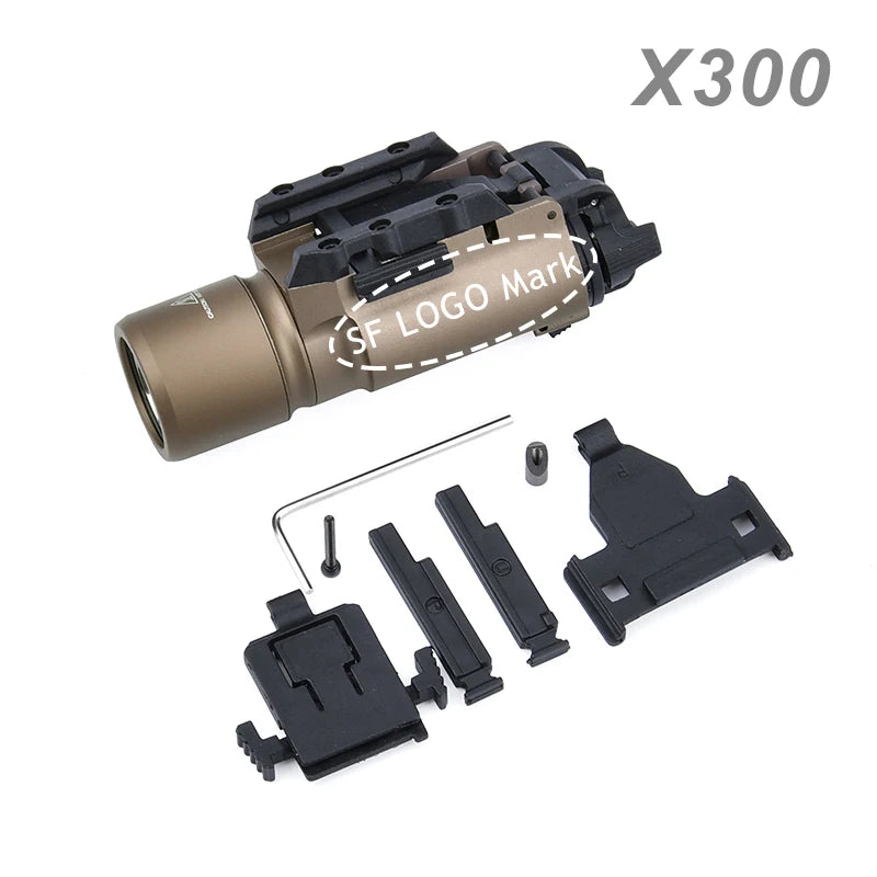 Tactical Surefire X300/X300U/X300V/XH35 LED Pistol Light – Metal Strobe, 20mm Rail Mount, Airsoft & Hunting Flashlight