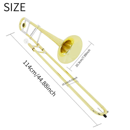 M MBAT Alto Bb Trombone - Brass Lacquer Wind Instrument with Mouthpiece, Case & Cleaning Accessories