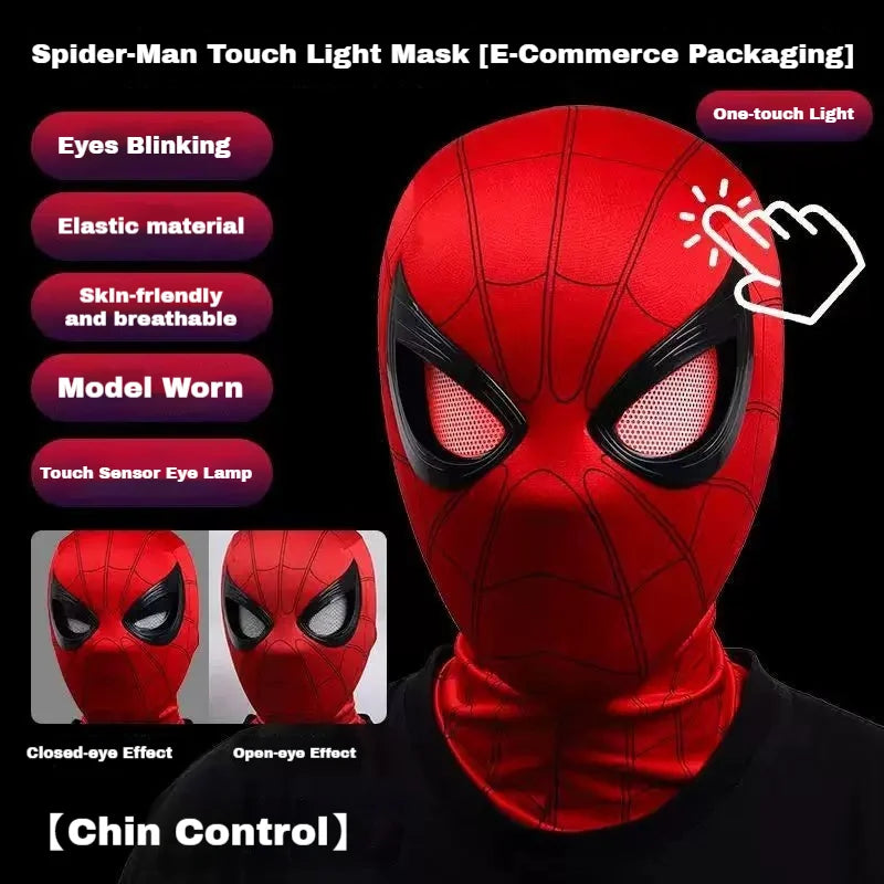Miles Spider-Man 1:1 Electronic Mask - Moving Glowing Eyes with Ring Control for Cosplay, Collectors & Fans