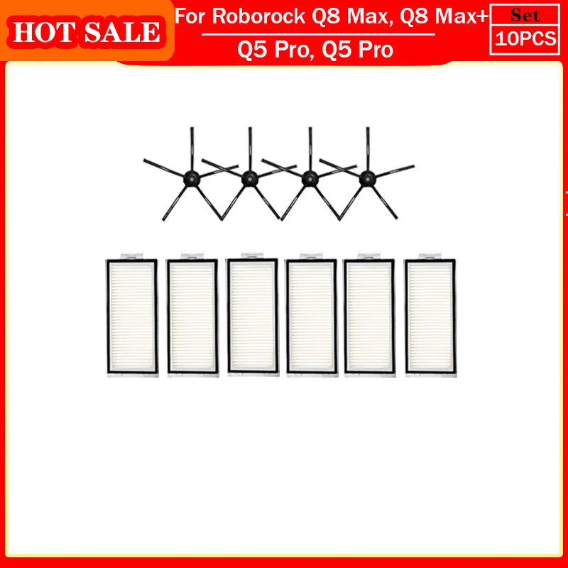 Roborock Q5 Pro & Q8 Max Replacement Parts – Main Brush, Side Brush, HEPA Filter, Mop & Dust Bag Accessories