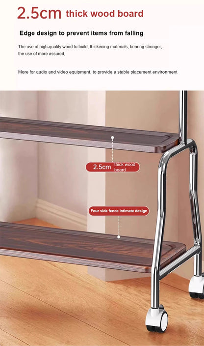 Rolling TV Stand on Wheels – Mobile Cart for 32–75in LCD & LED Flat/Curved TVs, Holds 110lbs, VESA 600x400mm