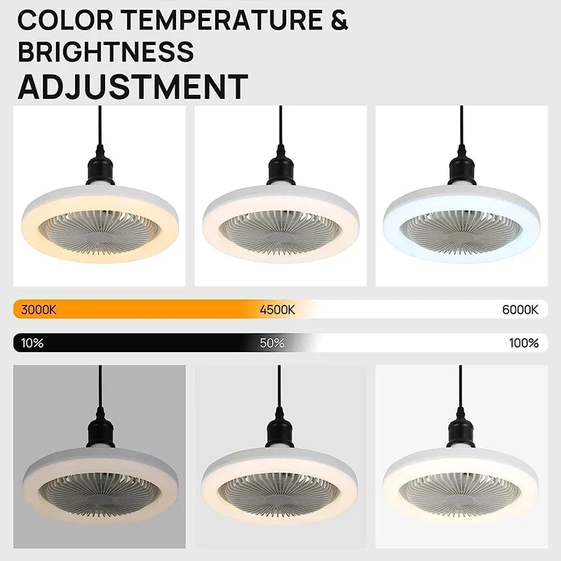 Transform Your Space with a 3-in-1 Ceiling Fan - Includes Lighting Lamp, E27 Converter Base, and Remote Control for Quiet Comfort in Bedroom and Living Room (AC85-265V)
