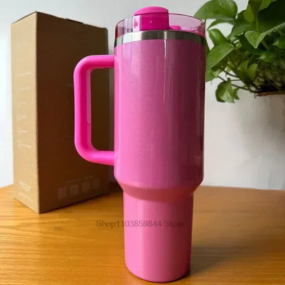 2025 New Stainless Steel Travel Mug with Handle & Straw Lid – 30oz/40oz Vacuum Insulated, Double Wall Thermal Iced Cup