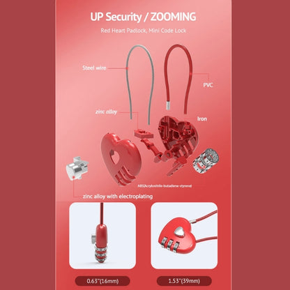 Love-Shaped Heart Code Padlock – Wedding Gift with Password Lock, Long Wire Rope for Trolley Case & Security