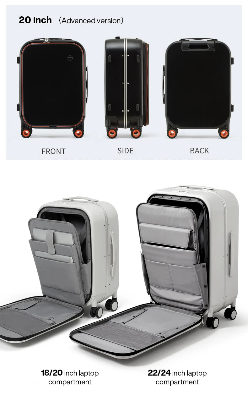 Mixi Aluminum Frame Carry-On Suitcase — Patent Design Rolling Luggage for Cabin, 18/20/24 Inch M9260